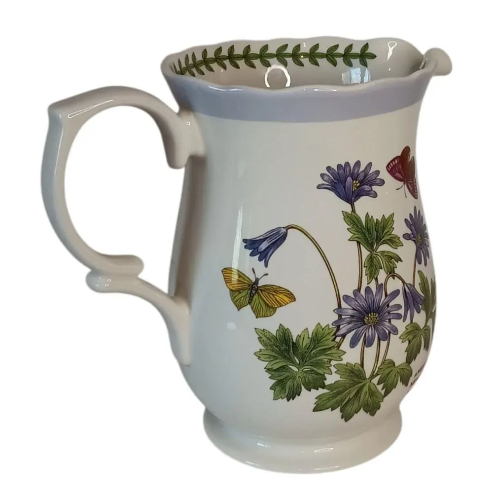 Portmeirion Botanic Garden Pitcher Jug Anemone & Butterfly Design 48 oz 7.5 x 5